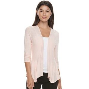 Candie's Draped Peplum Cardigan Womens Semi Sheer Classic Modest Y2k Balletcore